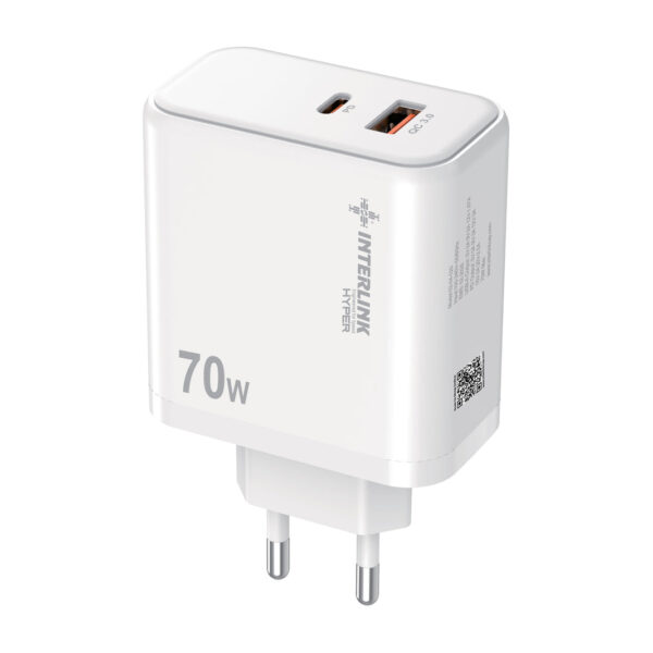 Interlink HYPER 70W Ultra Fast Adapter – USB-C + USB-A Dual Ports Power Adapter | Buy Online in Pakistan