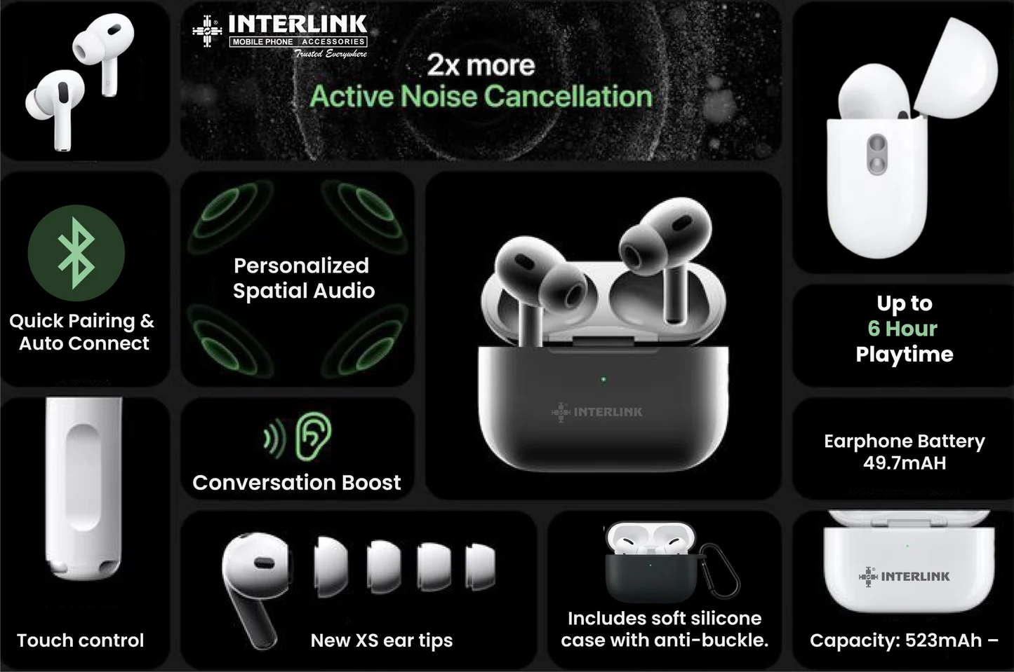 Interlink AirPods Pro 2nd Gen ANC Earbuds — Buy In Pakistan - Image 6