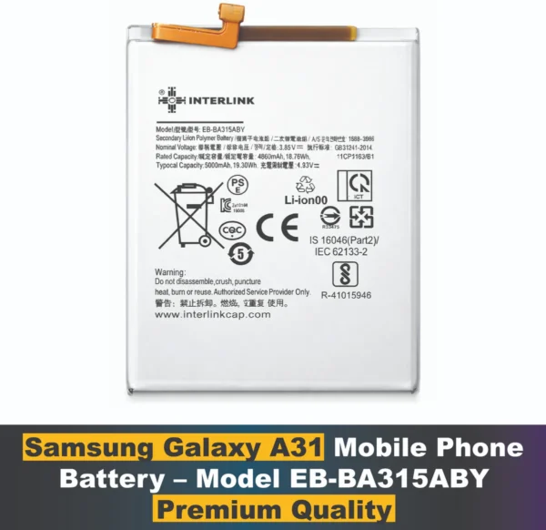 Samsung Galaxy A31 Battery-Samsung A grade Cell