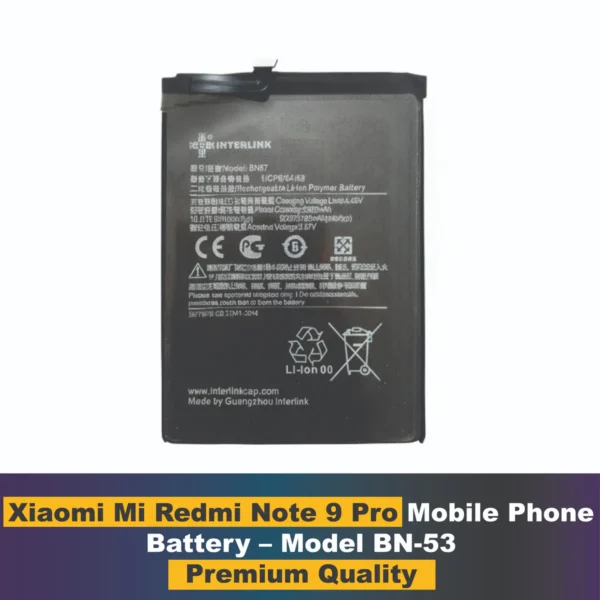Xiaomi Mi Redmi Note 9 Pro Model BN53 Mobile phone battery | Buy Online in Pakistan