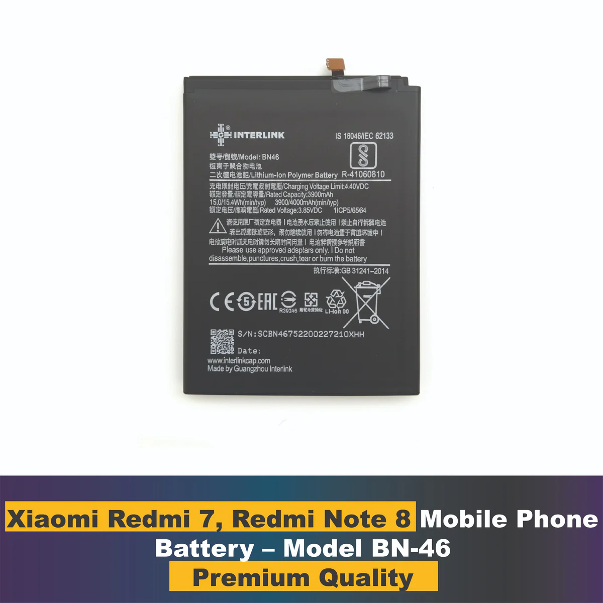 Xiaomi Redmi 7, Redmi Note 8- Model BN46 Mobile phone battery | Buy Online in Pakistan